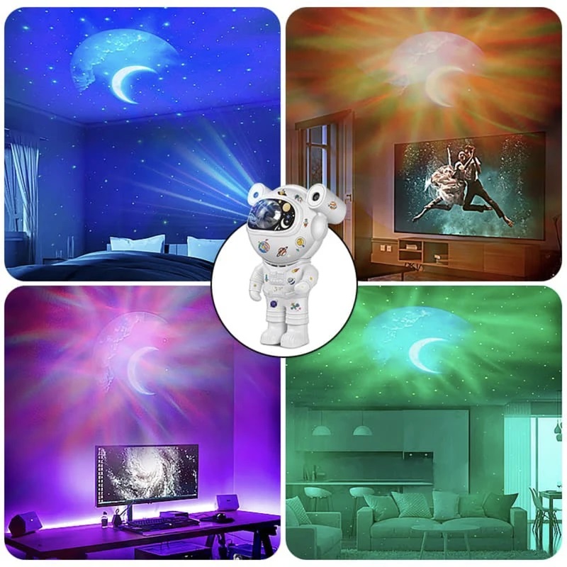 چراغ خواب پروژکتوری اسپیکر‌دار کهکشانی مدل فضانورد ایستاده