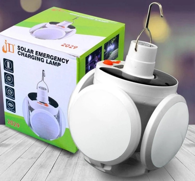 لامپ شارژی ضد آب ۵ پر سولار آویز دار (سایز بزرگ)