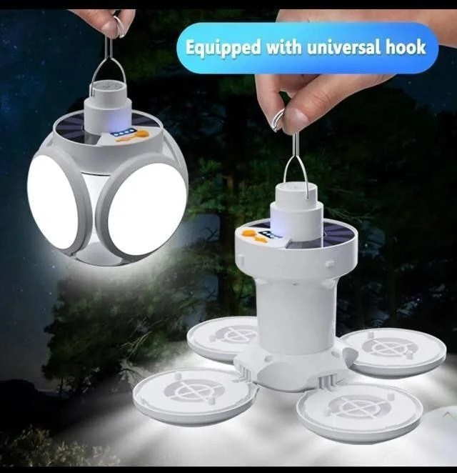 لامپ شارژی ضد آب ۵ پر سولار آویز دار (سایز بزرگ)