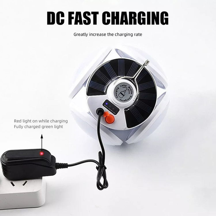 لامپ شارژی ضد آب ۵ پر سولار آویز دار (سایز بزرگ)