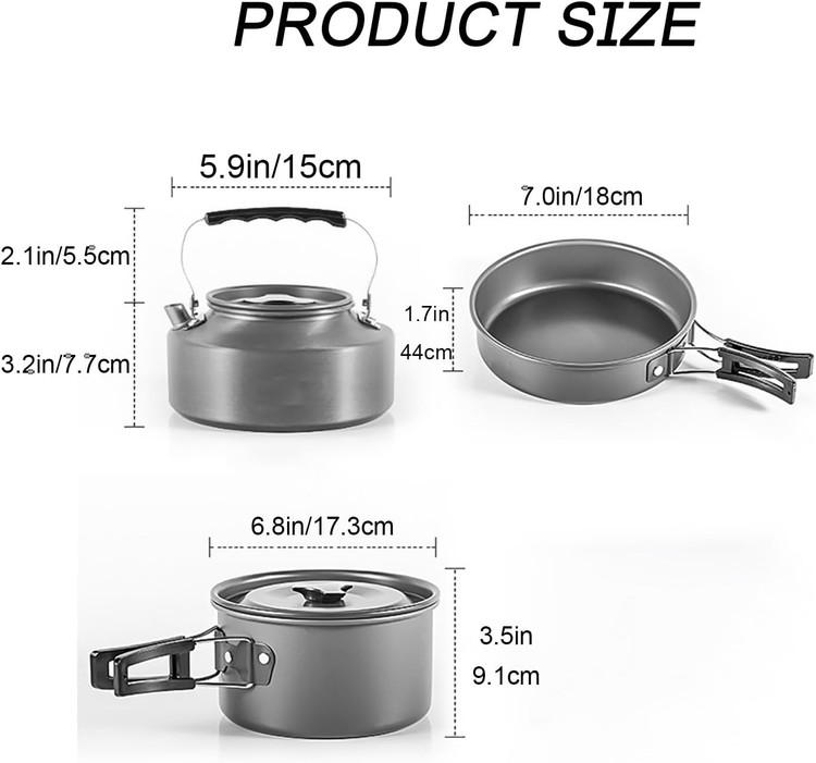 ست ظروف کمپینگ ۷ تکه گرین لاین مدل GN7N1COOKBK