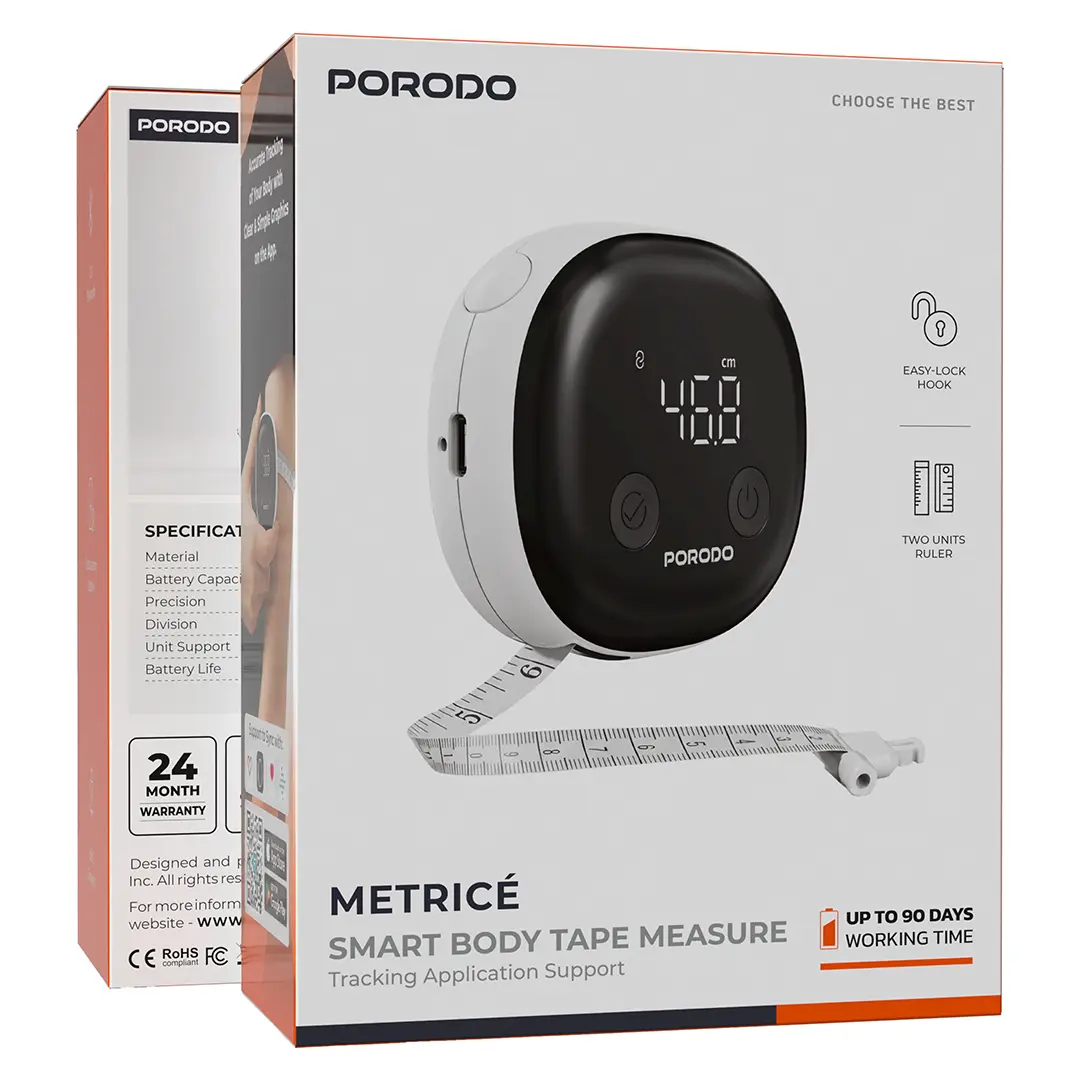 متر هوشمند بدن Porodo Metrice | اندازه‌گیری دور بدن با اپلیکیشن