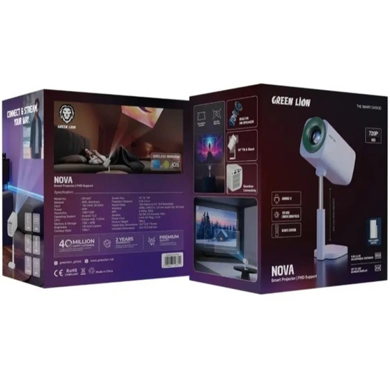 ویدئو پروژکتور گرین لاین Nova مدل GPJ4K8 قابل حمل 720P با پشتیبانی 4K
